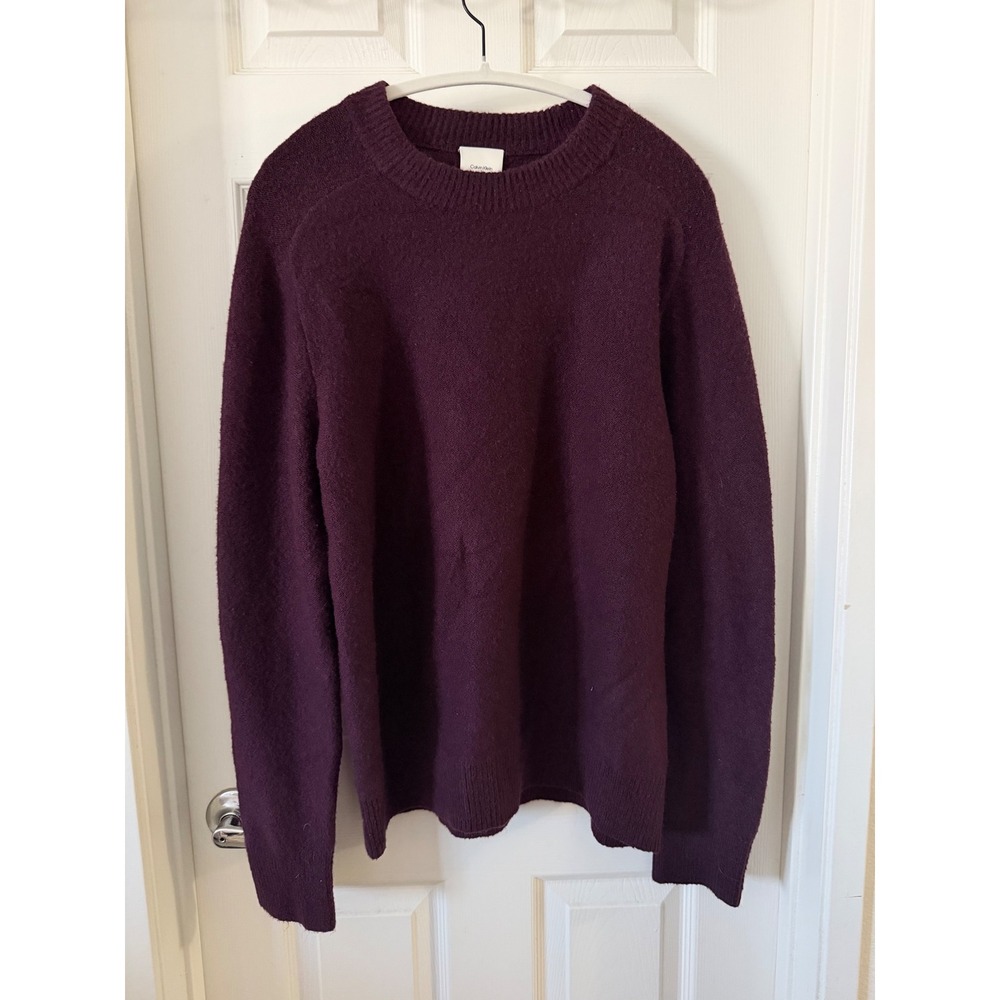 Calvin Klein Womens Plum Purple Crewneck Knit Raglan Sweater Large